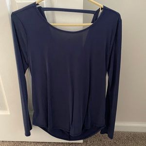 Navy swoop back top